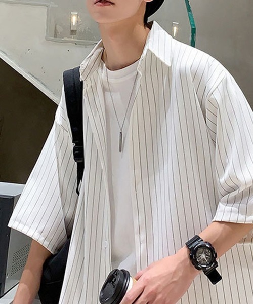 KELVIN（ケルヴァン）の「Pinstripe Oversized Shirt ピンストライプオーバーサイズシャツ（シャツ/ブラウス・メンズ・ホワイト/ブラック・MEDIUM/LARGE）」の17枚目の写真
