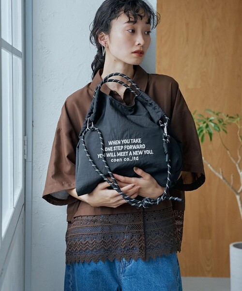 coen(コーエン)の「ロゴ刺繍 2wayパラコードトートバッグ(トートバッグ・レディース・コバルトブルー/その他7/シルバー/オリーブ/ブラック/その他4・FREE)」の9枚目の写真