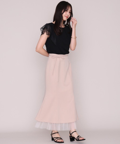 MISCH MASCH(ミッシュマッシュ)の「2026秋冬新作 チュールレイヤード麻調マーメイドスカート(スカート・レディース・ブラック/ベージュ・S/M)」の12枚目の写真