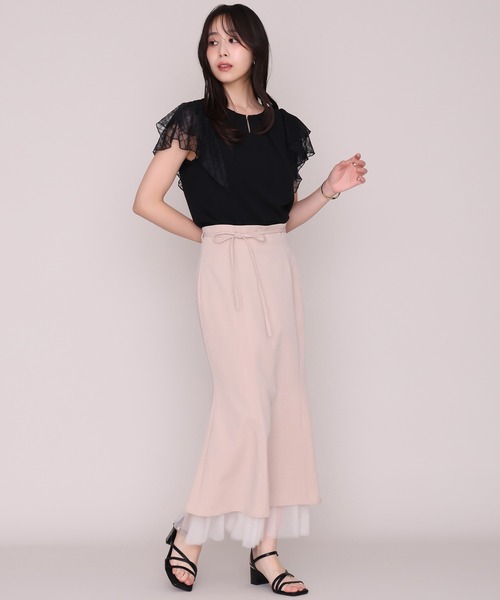 MISCH MASCH(ミッシュマッシュ)の「2026秋冬新作 チュールレイヤード麻調マーメイドスカート(スカート・レディース・ブラック/ベージュ・S/M)」の13枚目の写真
