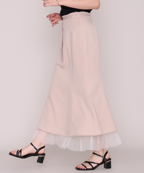 MISCH MASCH(ミッシュマッシュ)の「2026秋冬新作 チュールレイヤード麻調マーメイドスカート(スカート・レディース・ブラック/ベージュ・S/M)」の7枚目の写真