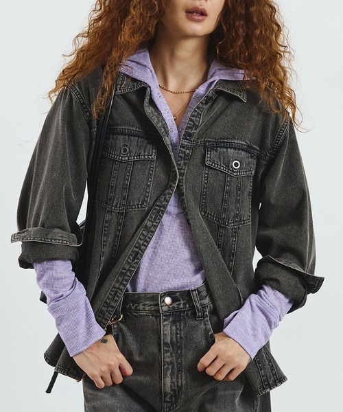 ROSE BUD(ローズバッド)の「CREOLME/DENIM L/S SHIRT(シャツ/ブラウス・レディース・ライトインディゴブルー/ブラック・ONE SIZE)」の1枚目の写真
