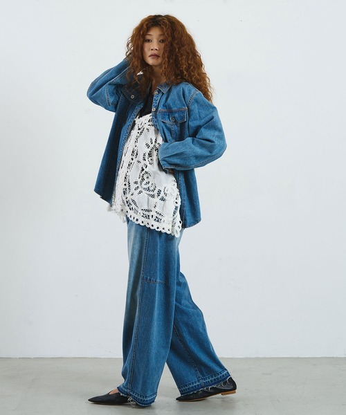 ROSE BUD(ローズバッド)の「CREOLME/DENIM L/S SHIRT(シャツ/ブラウス・レディース・ライトインディゴブルー/ブラック・ONE SIZE)」の7枚目の写真