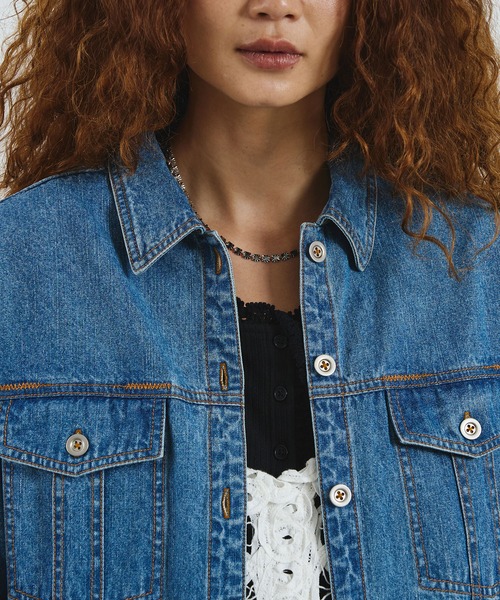 ROSE BUD(ローズバッド)の「CREOLME/DENIM L/S SHIRT(シャツ/ブラウス・レディース・ライトインディゴブルー/ブラック・ONE SIZE)」の9枚目の写真