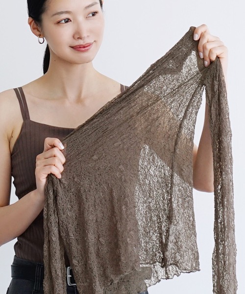 e-zakkamania stores（イーザッカマニアストアーズ）の「ストレッチレース クルーネックカットソー（Tシャツ/カットソー・レディース・ブラック/アッシュグレー/オフホワイト/スモークピンク・フリー）」の7枚目の写真