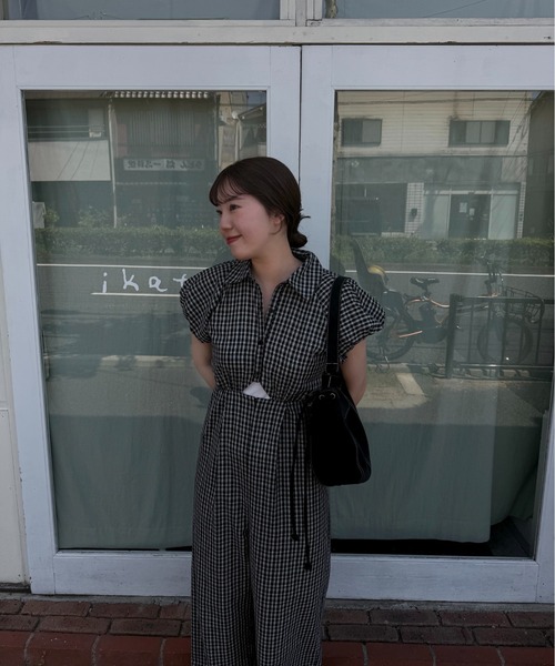 lawgy(ラウジー)の「check mini puff sleeve allinone / チェックミニパフスリーブオールインワン(つなぎ/オールインワン・レディース・チェック・FREE)」の18枚目の写真