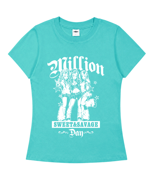 MILLION DAY(ミリオンデイ)の「ギャルガールズ スリムフィット半袖Tシャツ(Tシャツ/カットソー・レディース・ネイビー/ピンク/ブラック/ミント・SMALL/MEDIUM/LARGE)」の5枚目の写真