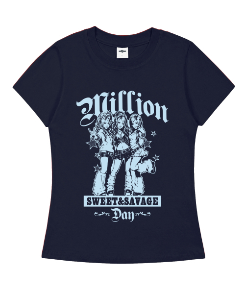MILLION DAY(ミリオンデイ)の「ギャルガールズ スリムフィット半袖Tシャツ(Tシャツ/カットソー・レディース・ネイビー/ピンク/ブラック/ミント・SMALL/MEDIUM/LARGE)」の6枚目の写真