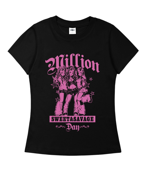 MILLION DAY(ミリオンデイ)の「ギャルガールズ スリムフィット半袖Tシャツ(Tシャツ/カットソー・レディース・ネイビー/ピンク/ブラック/ミント・SMALL/MEDIUM/LARGE)」の7枚目の写真