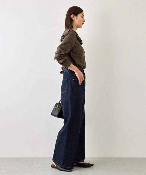 ROPE'（ロペ）の「【J'aDoRe・一部店舗限定サイズ】ラメチェックフリルカラーブラウス/セットアップ対応・イージーケア（シャツ/ブラウス・レディース・ブラウン系その他2・38）」の8枚目の写真