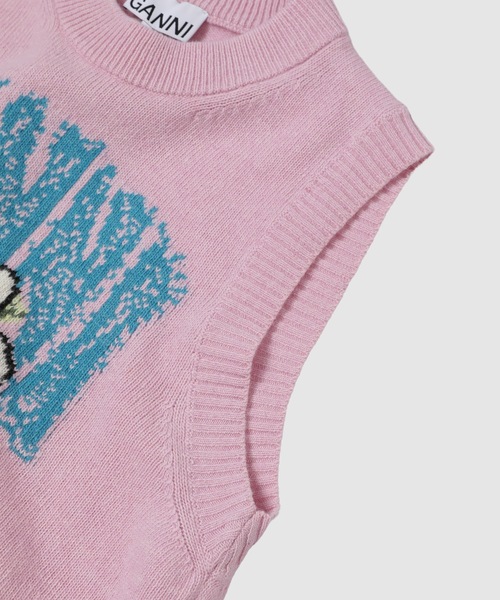 GANNI(ガニー)の「Graphic Wool Vest(ベスト・レディース・ピンク・M/S)」の4枚目の写真