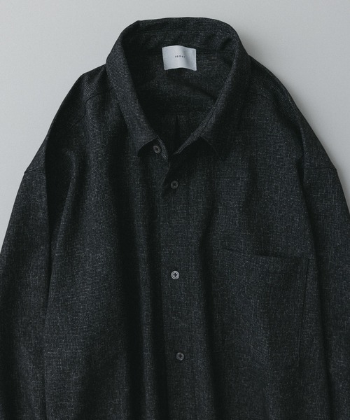 remer(リメール)の「remer 26秋冬新作 - oversized faded shirt / 掠れ織りオーバーサイズシャツ(シャツ/ブラウス・メンズ・ネイビー/ブラック・MEDIUM/LARGE/SMALL/X-SMALL)」の5枚目の写真