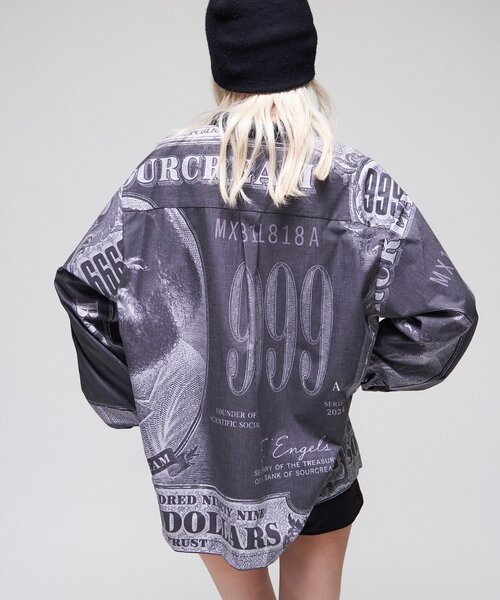 Sourcream(サワークリーム)の「【Sourcream/UNISEX】マルクス紙幣プリントシャツ(シャツ/ブラウス・メンズ・ベージュ/ブラック・FREE)」の5枚目の写真