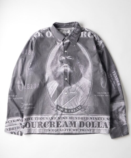 Sourcream(サワークリーム)の「【Sourcream/UNISEX】マルクス紙幣プリントシャツ(シャツ/ブラウス・メンズ・ベージュ/ブラック・FREE)」の16枚目の写真