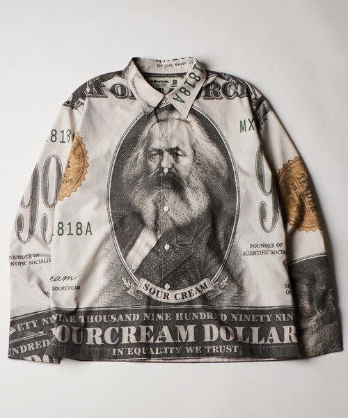 Sourcream(サワークリーム)の「【Sourcream/UNISEX】マルクス紙幣プリントシャツ(シャツ/ブラウス・メンズ・ベージュ/ブラック・FREE)」の21枚目の写真