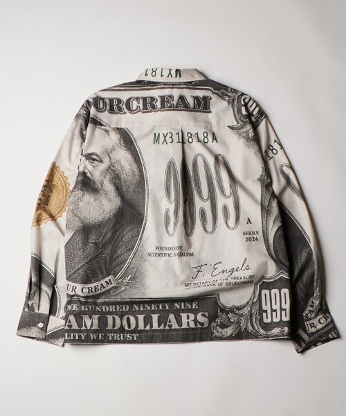 Sourcream(サワークリーム)の「【Sourcream/UNISEX】マルクス紙幣プリントシャツ(シャツ/ブラウス・メンズ・ベージュ/ブラック・FREE)」の22枚目の写真