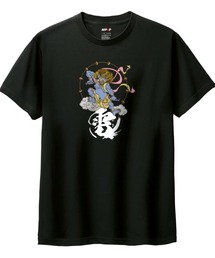 NIPOP(ニポップ) 半袖Tシャツ 雷神 和 イラスト プリント インバウンド お土産 トップス カットソー メンズ ユニセックス