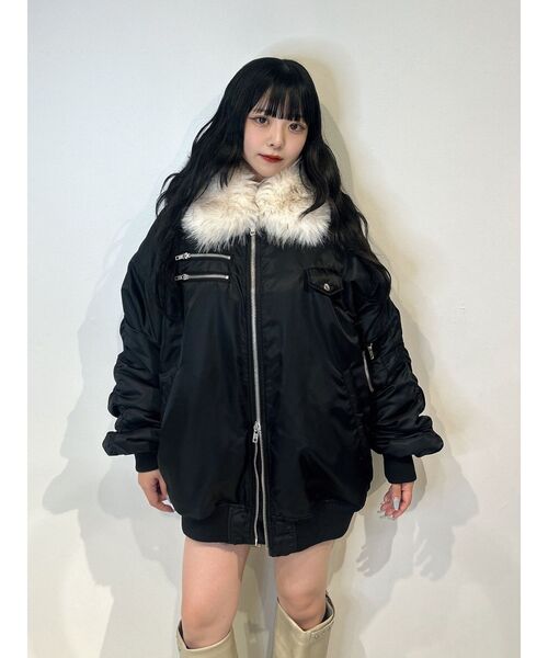 jouetie(ジュエティ)の「ファードッキングMA-1ジャケット(MA-1・レディース・ブラック/ボルドー/カーキ・MEDIUM/SMALL)」の1枚目の写真