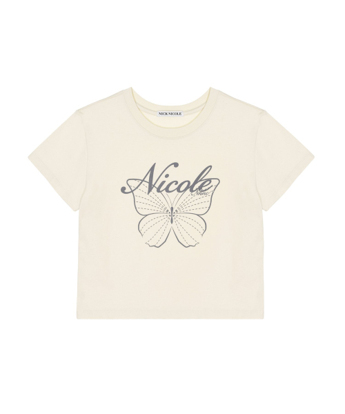 NICK&NICOLE(ニックアンドニコール)の「NICOLE BUTTERFLY CROP TOP_BEIGE(Tシャツ/カットソー・レディース・その他・FREE)」の1枚目の写真