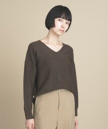 【WEB限定カラーあり】Vネックラメガーターニット