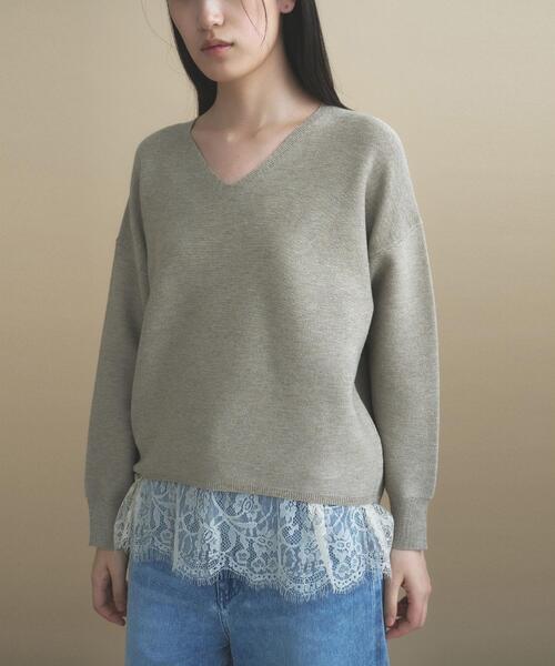 cloenc（クロエンス）の「【WEB限定カラーあり】Vネックラメガーターニット　美フォルム（ニット/セーター・レディース・サックスブルー/ピンク/チャコール/イエロー系その他/ブラウン系その他7/ブラウン系その他5/ライトグレー系8/ベージュ系8/オフホワイト・02）」の12枚目の写真