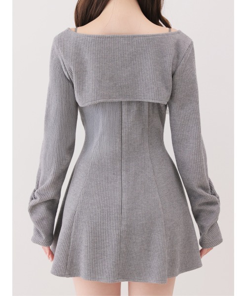 M me eme(エムミーエメ)の「Lace frill rib knit mini onepiece(eme11141)(ワンピース・レディース・グレー/アイボリー/ピンク・FREE)」の19枚目の写真