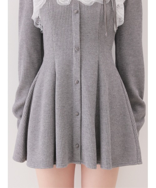 M me eme(エムミーエメ)の「Lace frill rib knit mini onepiece(eme11141)(ワンピース・レディース・グレー/アイボリー/ピンク・FREE)」の22枚目の写真
