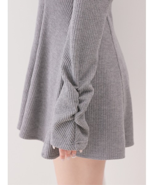M me eme(エムミーエメ)の「Lace frill rib knit mini onepiece(eme11141)(ワンピース・レディース・グレー/アイボリー/ピンク・FREE)」の21枚目の写真