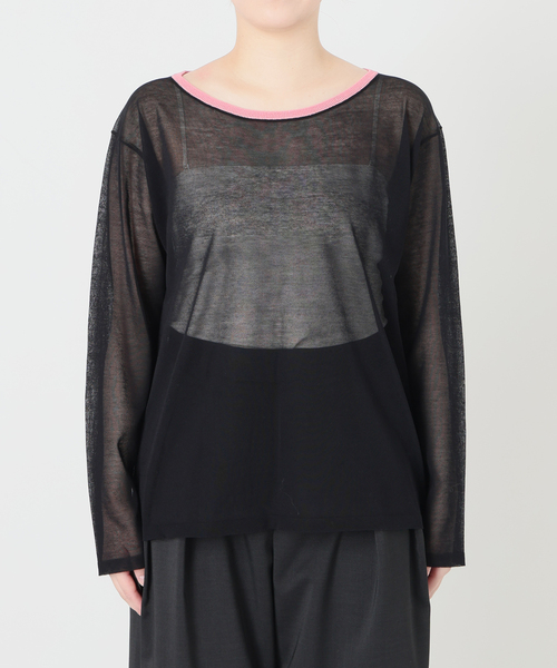 IENA LA BOUCLE(イエナラブークル)の「IENA LA BOUCLE シアーニットプルオーバー(ニット/セーター・レディース・ダークブルー/ブラック系その他・FREE)」の4枚目の写真