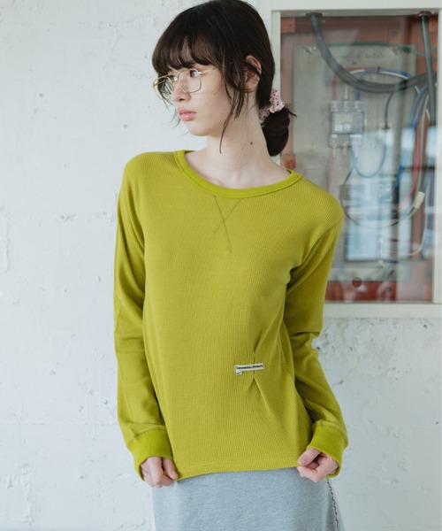 common gull products.(コモンガルプロダクツ)の「片付かないワッフルロンtee(Tシャツ/カットソー・レディース・ラベンダー/アイボリー/オリーブ系/ネイビー・SMALL/MEDIUM/LARGE)」の3枚目の写真