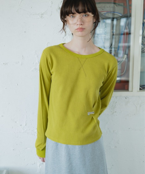 common gull products.(コモンガルプロダクツ)の「片付かないワッフルロンtee(Tシャツ/カットソー・レディース・ラベンダー/アイボリー/オリーブ系/ネイビー・SMALL/MEDIUM/LARGE)」の21枚目の写真