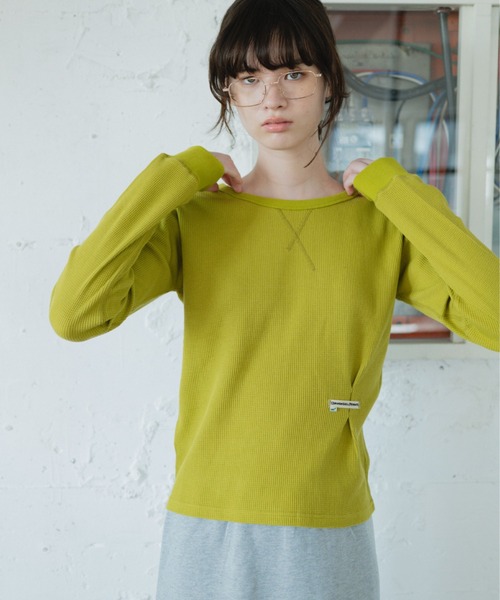 common gull products.(コモンガルプロダクツ)の「片付かないワッフルロンtee(Tシャツ/カットソー・レディース・ラベンダー/アイボリー/オリーブ系/ネイビー・SMALL/MEDIUM/LARGE)」の22枚目の写真