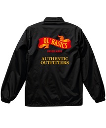 Ol' Basics(オール・ベーシックス) コーチジャケット フラッグ イラスト ロゴ バックプリント 裏トリコット アウター レディース