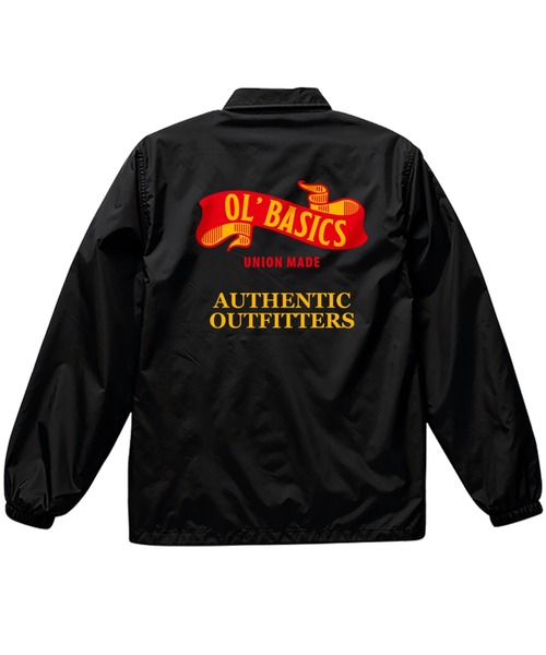 Ol' Basics（オールベーシックス）の「Ol' Basics（オール・ベーシックス） コーチジャケット フラッグ イラスト ロゴ バックプリント 裏トリコット アウター レディース（ナイロンジャケット・レディース・ネイビー/ブラック/ブラウン系/バーガンディー・S）」の2枚目の写真