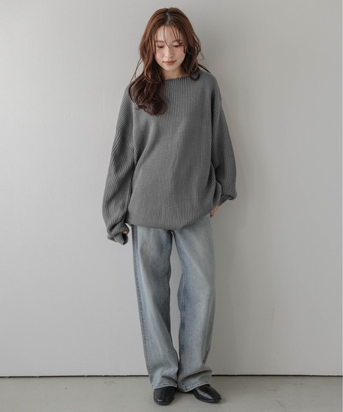 SUGAR BISKET（シュガービスケット）の「前後2wayリブニットプルオーバー/ゆったり/クロスストラップ（ニット/セーター・レディース・ブラウン/ベージュ/グレー/ブラック・フリー）」の20枚目の写真