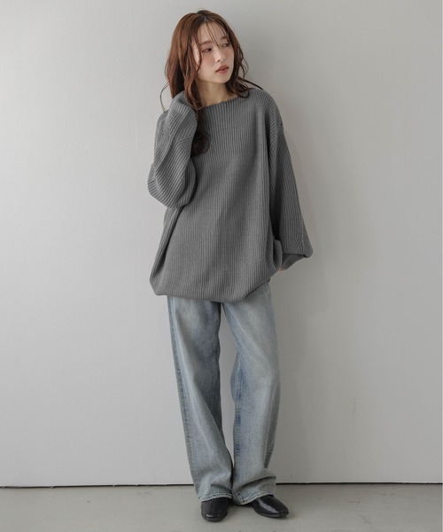 SUGAR BISKET（シュガービスケット）の「前後2wayリブニットプルオーバー/ゆったり/クロスストラップ（ニット/セーター・レディース・ブラウン/ベージュ/グレー/ブラック・フリー）」の21枚目の写真