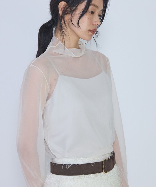 1er Arrondissement(プルミエアロンディスモン)の「シアーハイネックカットソー(Tシャツ/カットソー・レディース・ブラック/オフホワイト・FREE)」の5枚目の写真
