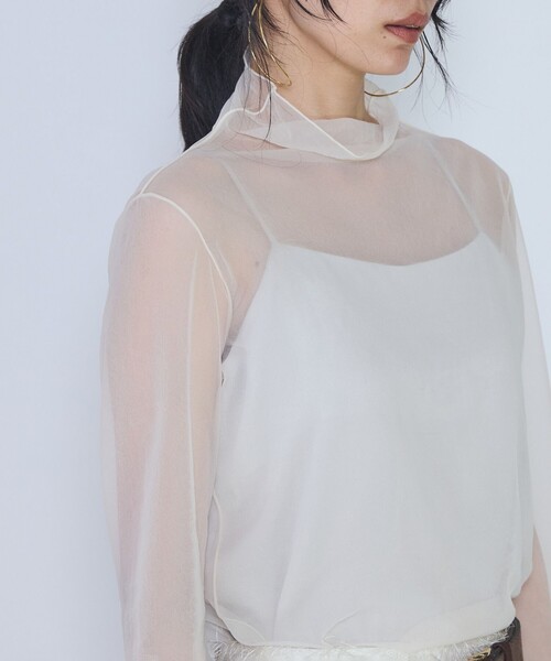 1er Arrondissement(プルミエアロンディスモン)の「シアーハイネックカットソー(Tシャツ/カットソー・レディース・ブラック/オフホワイト・FREE)」の6枚目の写真