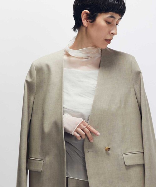 1er Arrondissement(プルミエアロンディスモン)の「シアーハイネックカットソー(Tシャツ/カットソー・レディース・ブラック/オフホワイト・FREE)」の13枚目の写真