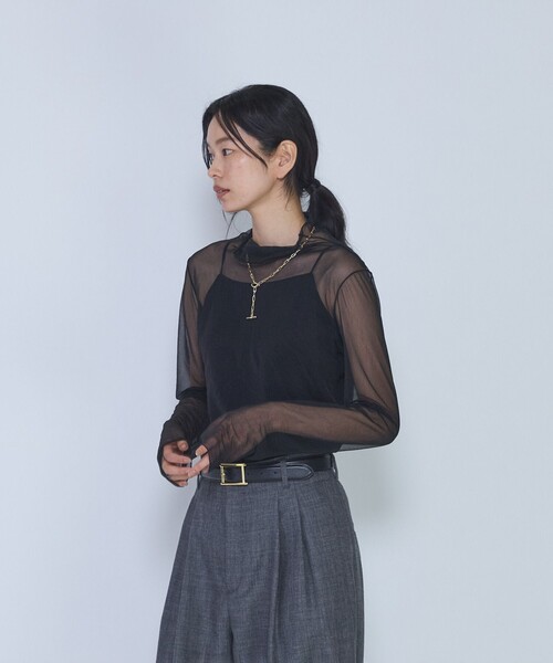1er Arrondissement(プルミエアロンディスモン)の「シアーハイネックカットソー(Tシャツ/カットソー・レディース・ブラック/オフホワイト・FREE)」の15枚目の写真