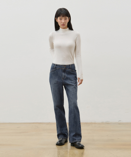 RYUL+WAI(リュルアンドワイ)の「デニム ベルトなし セミブーツカットパンツ インディゴ F6(デニムパンツ・レディース・その他・SMALL/X-SMALL)」の2枚目の写真