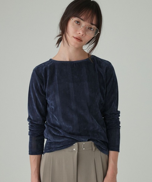 MILLER(ミラー)の「【Miller】ベロアTEE(Tシャツ/カットソー・レディース・ネイビー/ベージュ・フリー)」の2枚目の写真