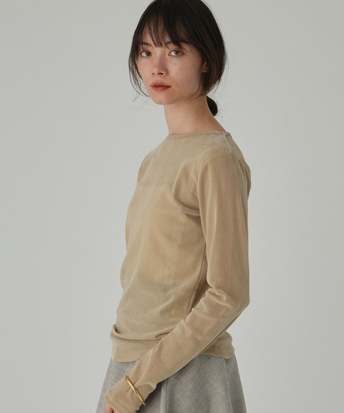 MILLER(ミラー)の「【Miller】ベロアTEE(Tシャツ/カットソー・レディース・ネイビー/ベージュ・フリー)」の4枚目の写真