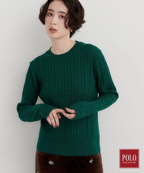 THE SHOP TK (ザ ショップ ティーケー )の「POLO BCS/ケーブルニット(ニット/セーター・レディース・ダークグリーン/アイボリー/ワインレッド/ブラック/グレー・13/12)」の4枚目の写真