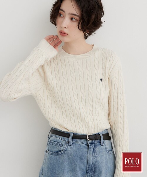 THE SHOP TK (ザ ショップ ティーケー )の「POLO BCS/ケーブルニット(ニット/セーター・レディース・ダークグリーン/アイボリー/ワインレッド/ブラック/グレー・13/12)」の12枚目の写真