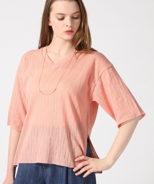 HARE（ハレ）の「スカシアミニットソー7分袖(HARE)（Tシャツ/カットソー・レディース・ライトピンク/オフホワイト・FREE）」の2枚目の写真