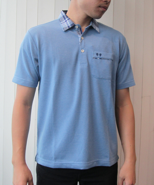 McGREGOR（マックレガー）の「吸水速乾チェック衿ポロシャツ（ポロシャツ・メンズ・アイボリー/ブルー/ネイビー・L/M/LL）」の3枚目の写真