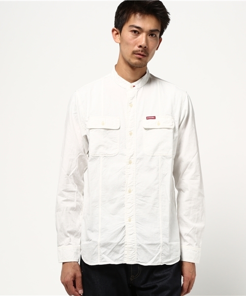 HYSTERIC GLAMOUR（ヒステリックグラマー）の「スタンドカラー長袖SH（シャツ/ブラウス・メンズ・ホワイト/インディゴブルー・SMALL/LARGE/MEDIUM）」の9枚目の写真