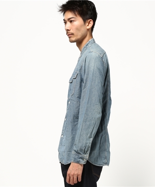 HYSTERIC GLAMOUR（ヒステリックグラマー）の「スタンドカラー長袖SH（シャツ/ブラウス・メンズ・ホワイト/インディゴブルー・SMALL/LARGE/MEDIUM）」の10枚目の写真