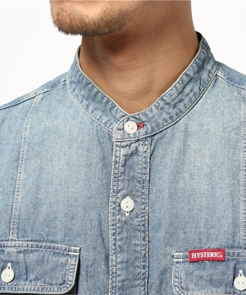 HYSTERIC GLAMOUR（ヒステリックグラマー）の「スタンドカラー長袖SH（シャツ/ブラウス・メンズ・ホワイト/インディゴブルー・SMALL/LARGE/MEDIUM）」の12枚目の写真